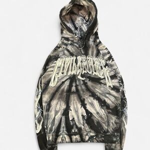 Civil Regine Oversized Hoodie Black Grey Tie-Dye Graphic streerwear